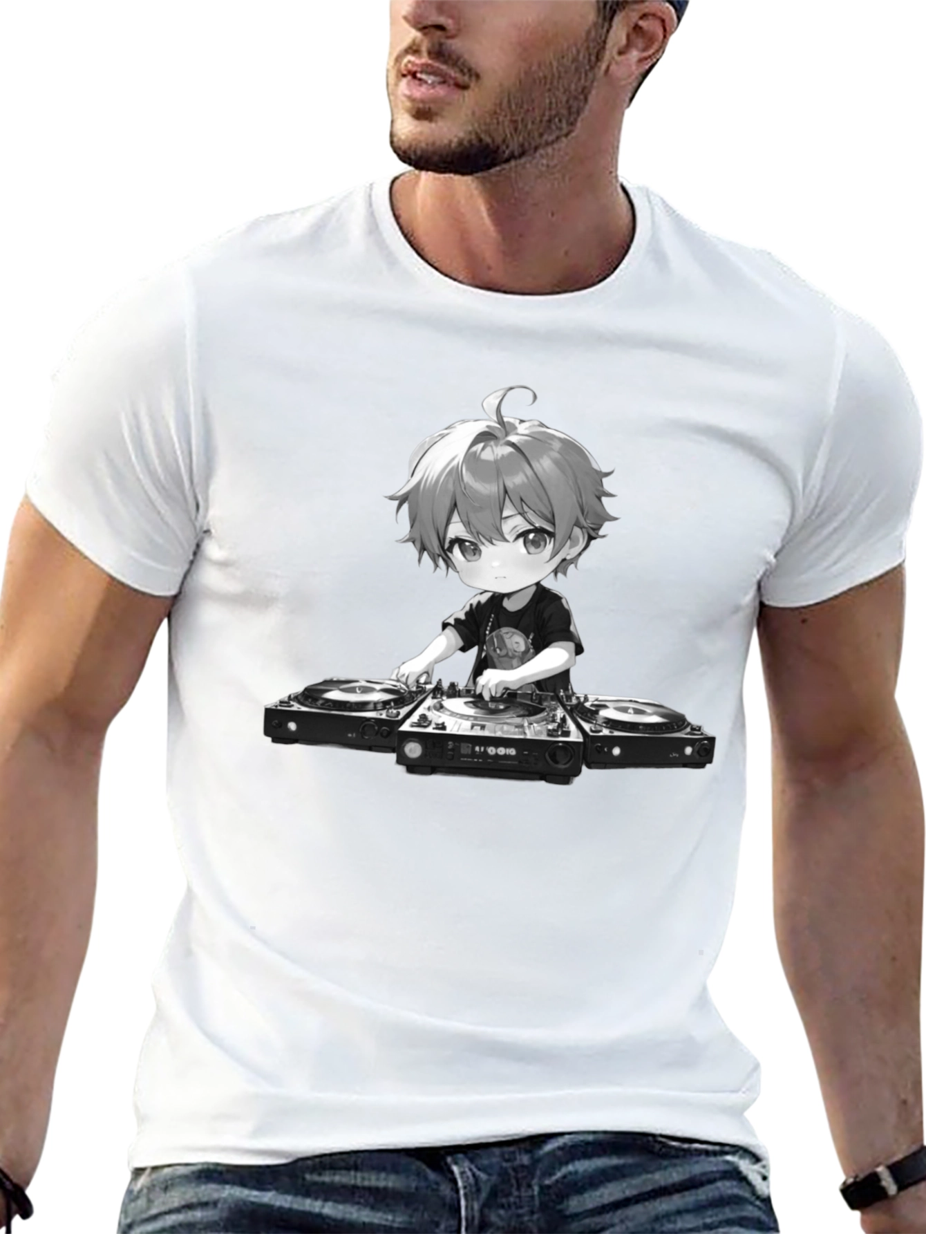 Anime DJ Graphic Tee - Cool Black T-Shirt