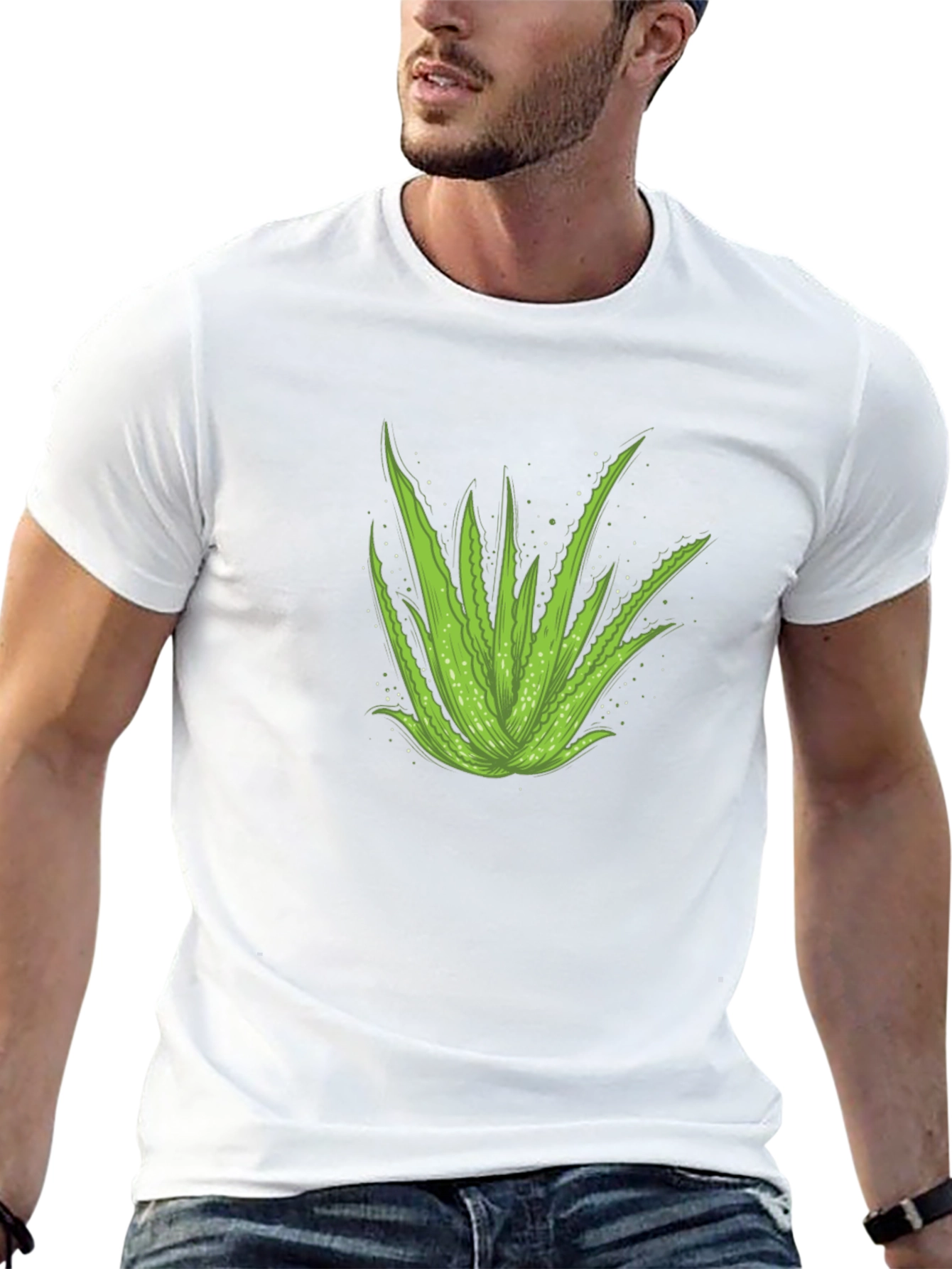 Aloe Vera Graphic Tee - Black Cotton T-Shirt