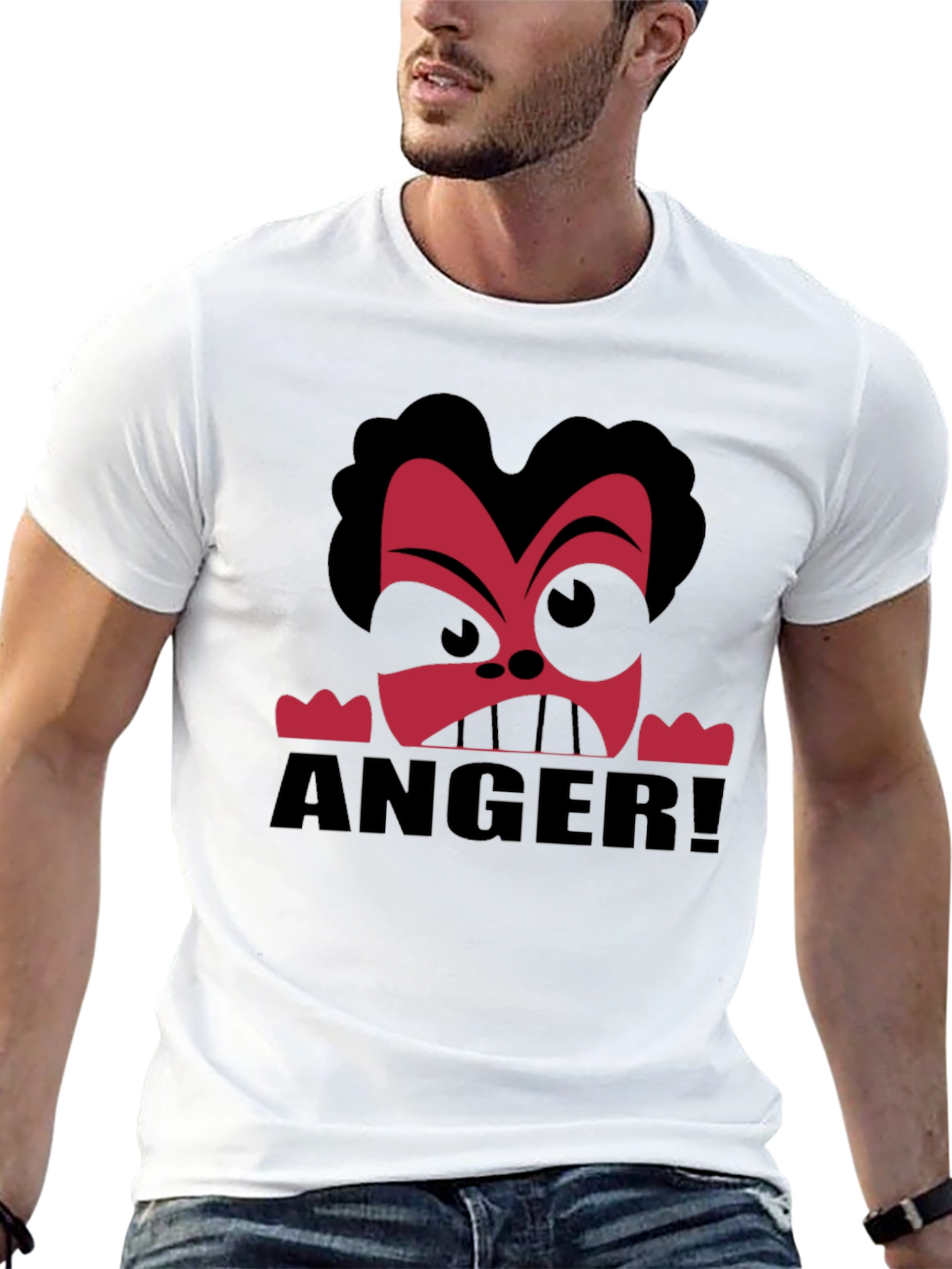 Anger Cartoon Graphic Black T-Shirt