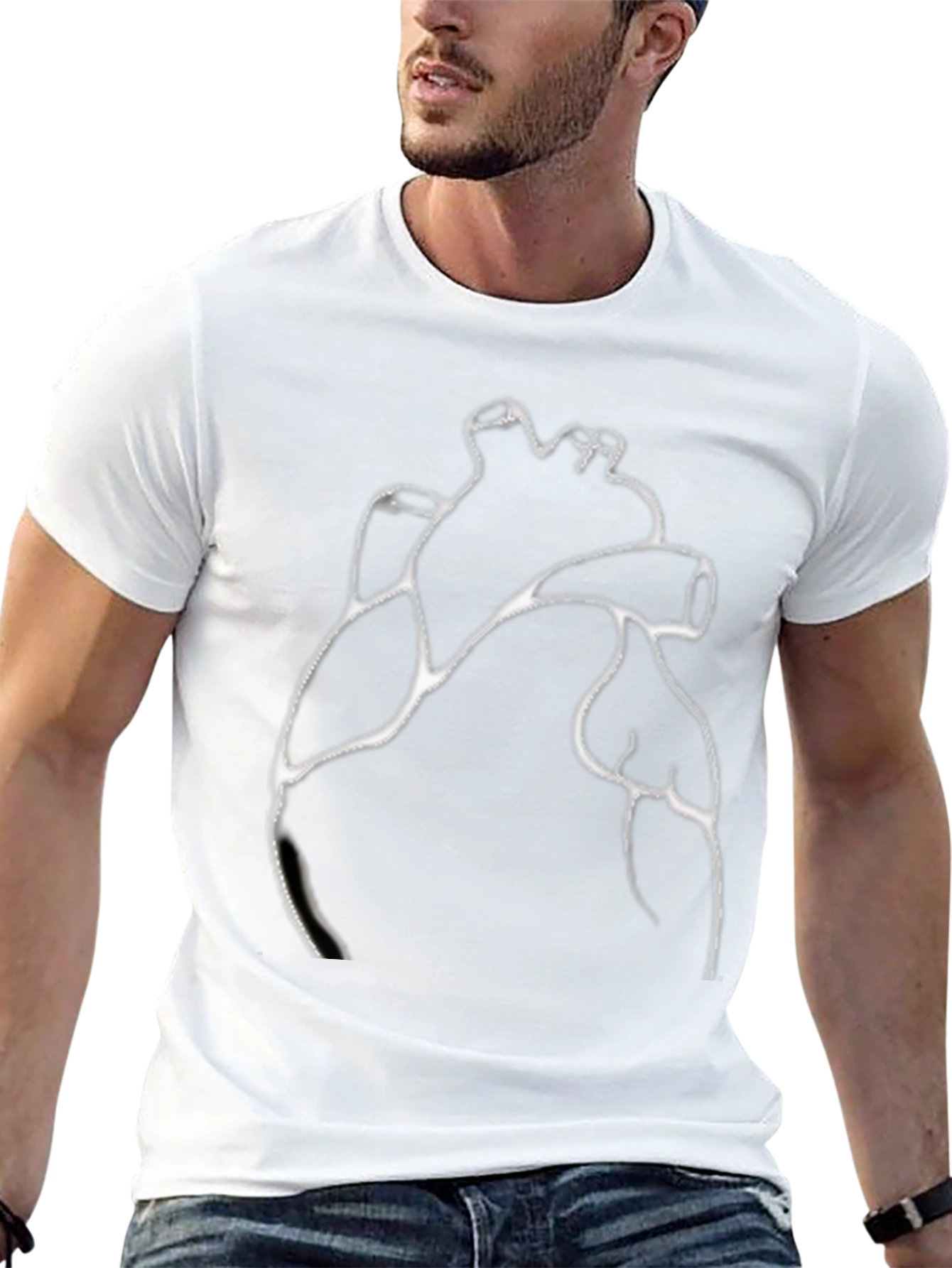 Anatomical Heart Outline Graphic Print Tee