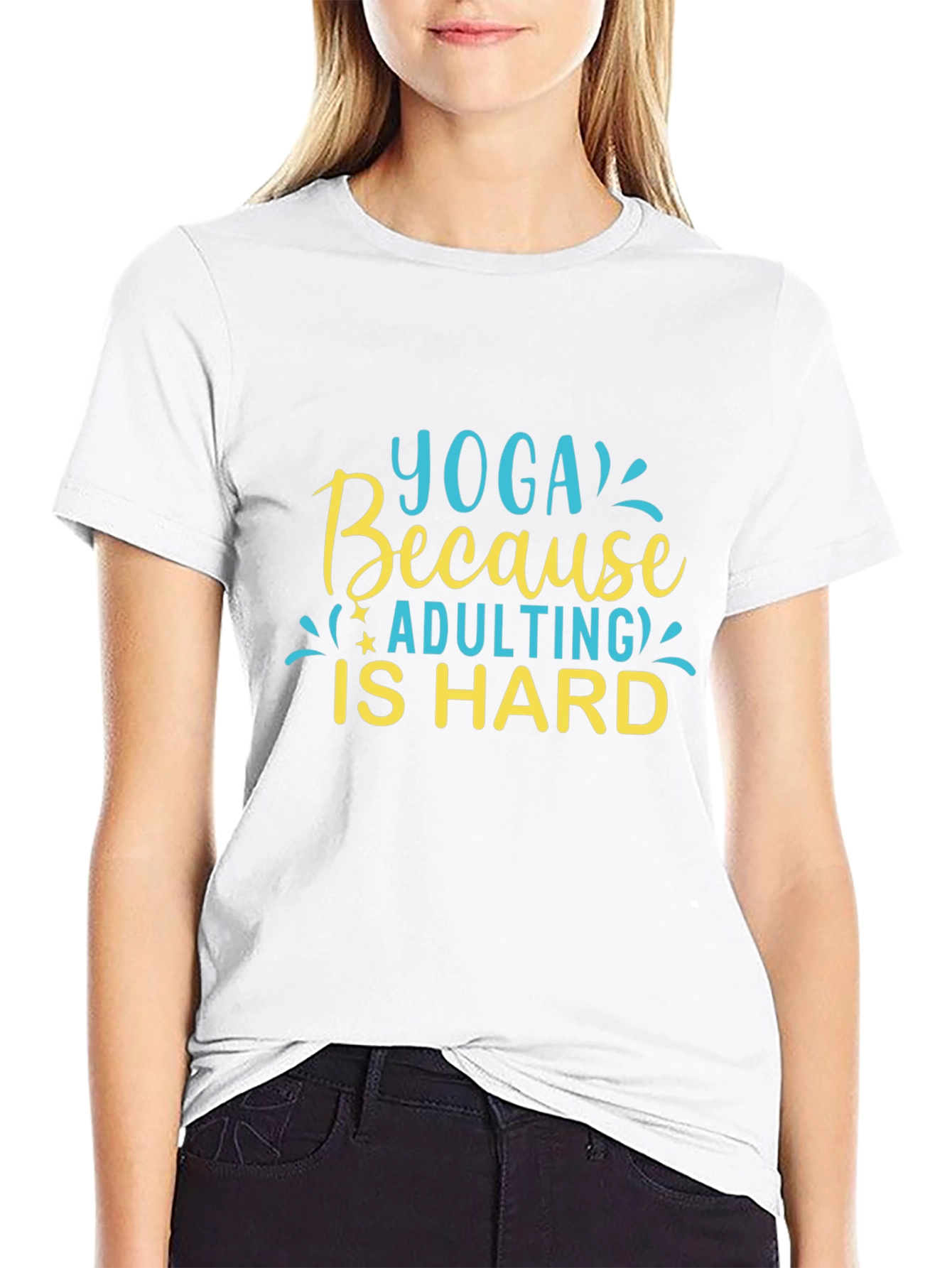 Yoga Because Adulting Is Hard - Black T-Shirt