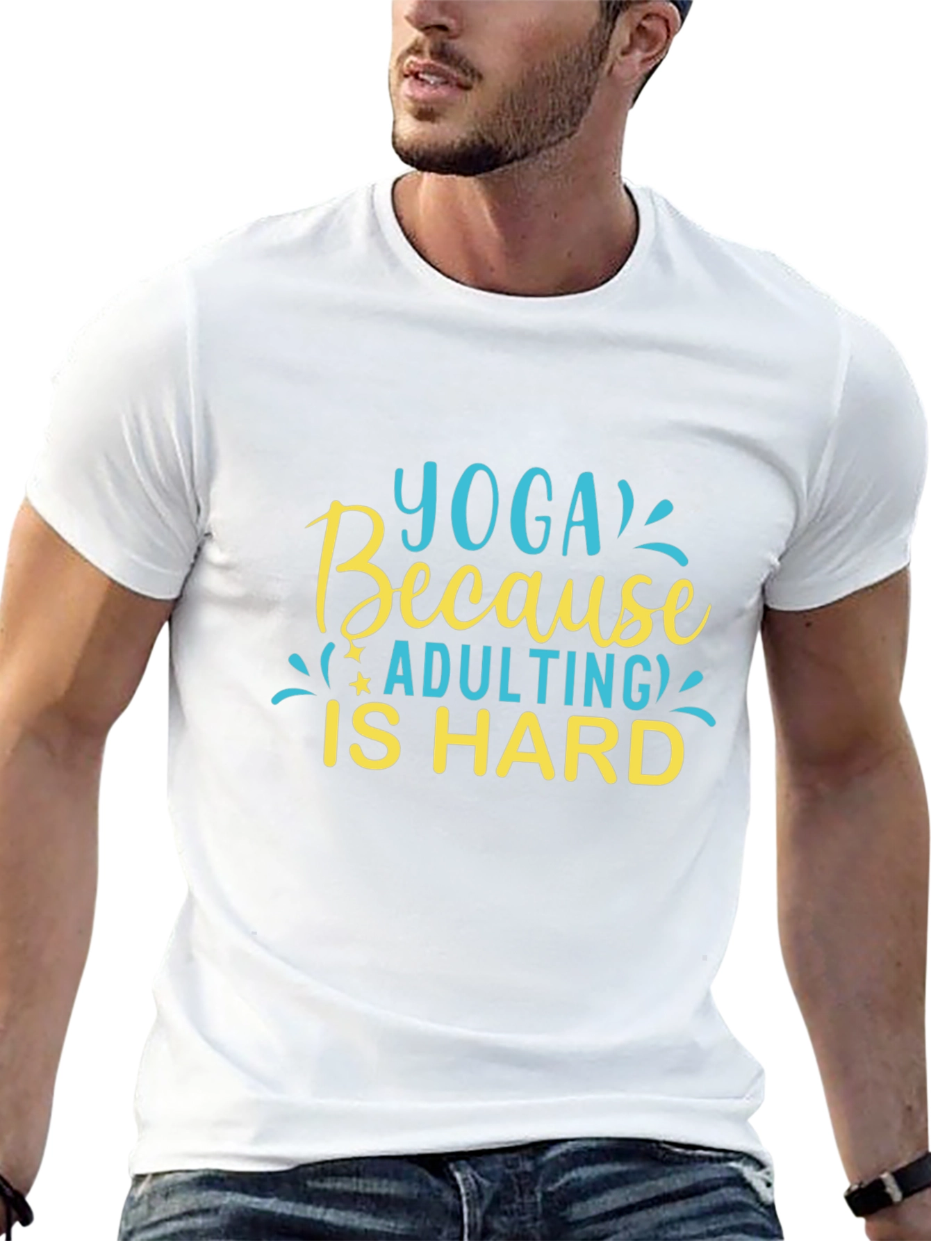 Yoga Because Adulting Is Hard - Black T-Shirt
