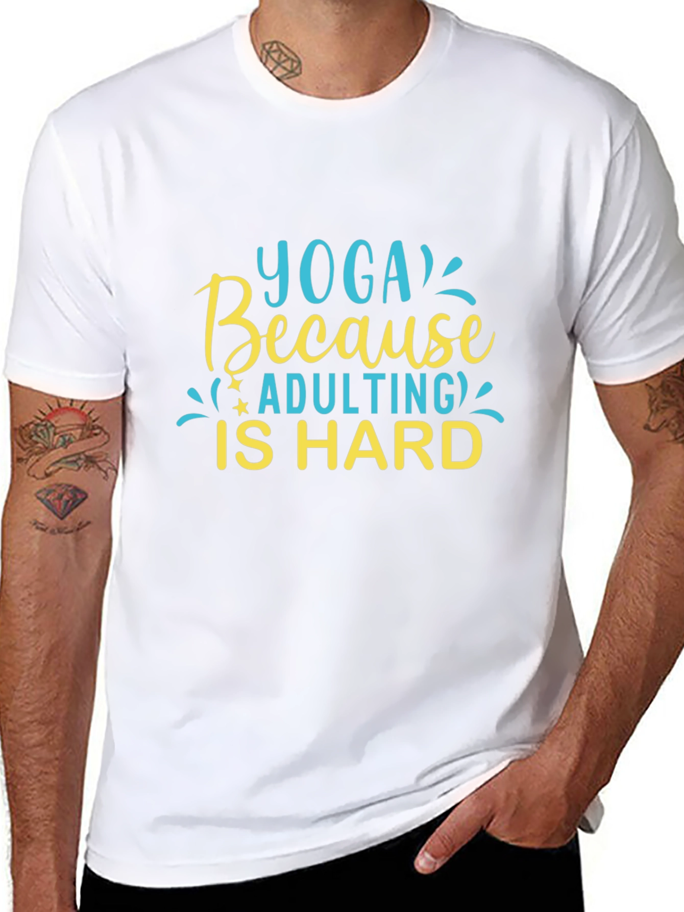 Yoga Because Adulting Is Hard - Black T-Shirt