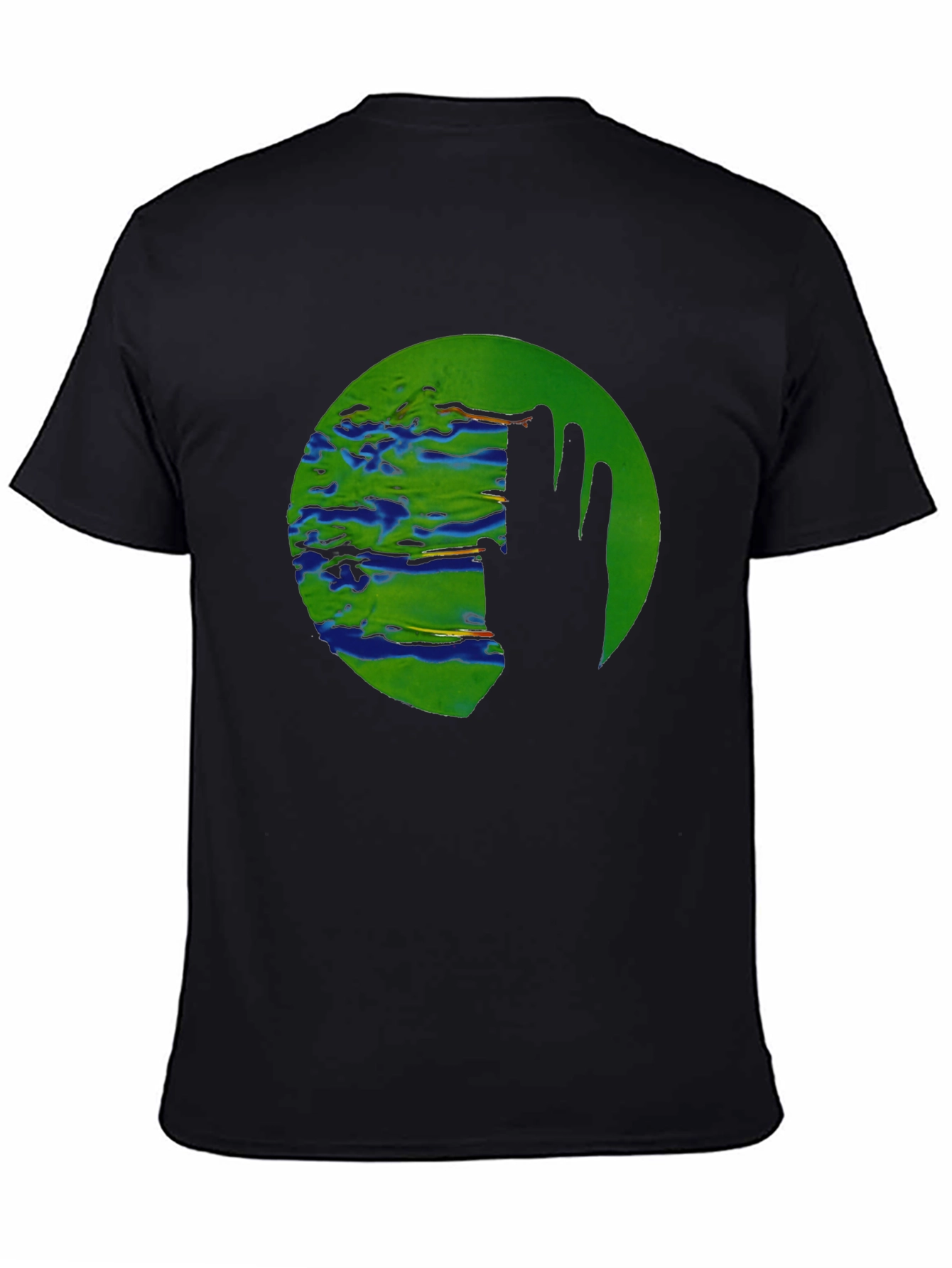 Abstract Earth Graphic Black T-Shirt