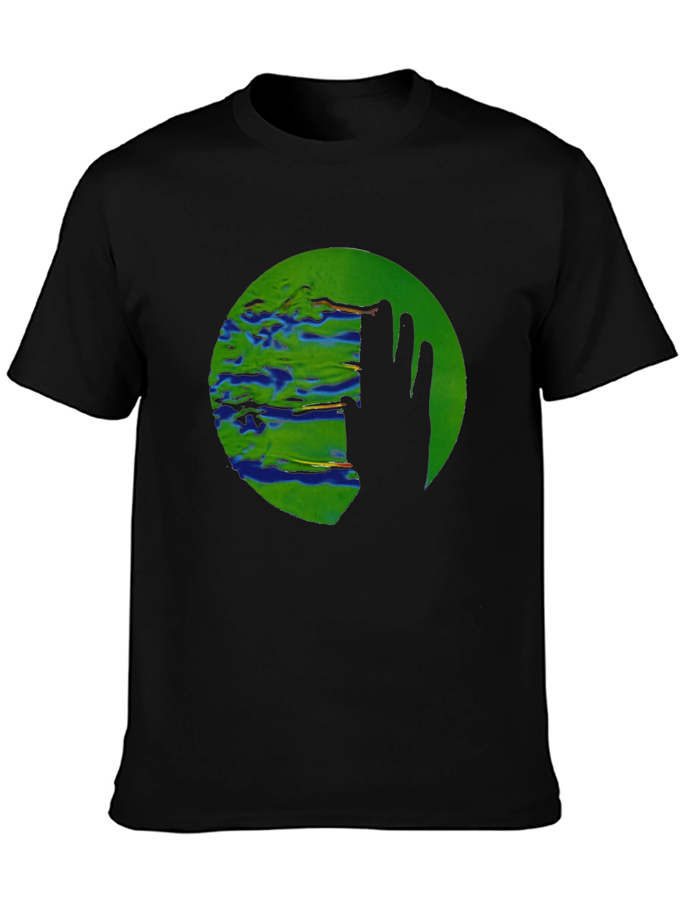 Abstract Earth Graphic Black T-Shirt