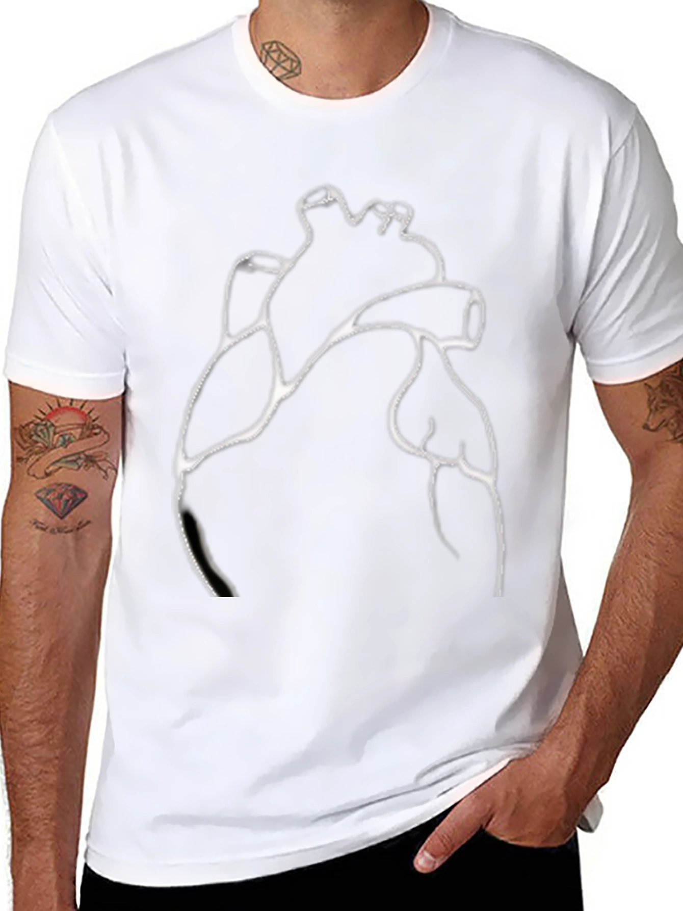 Anatomical Heart Outline Graphic Print Tee